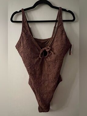 Shade & Shore Brown Textured One-Piece Swimsuit